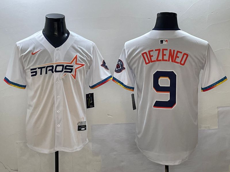 Men Houston Astros #9 Dezeneo White Fourth generation Joint Name Nike 2025 MLB Jersey style 1